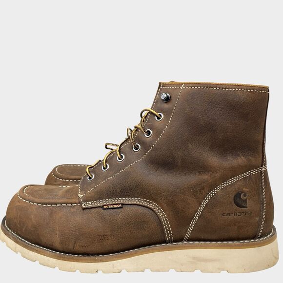 Carhartt Boots Mens 14 Wide Brown Waterproof Steel-Toe Moc Toe Wedge EH CMW6295 - Picture 4 of 13